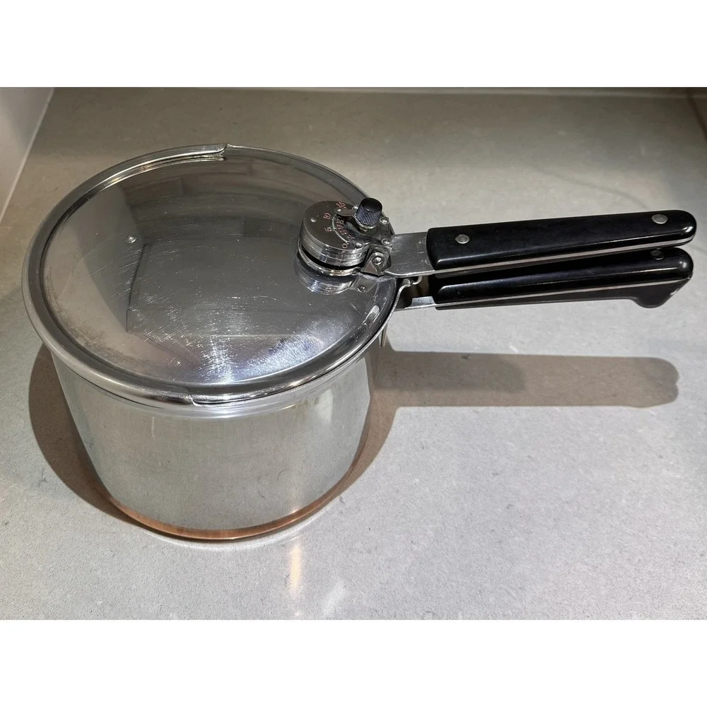 Vintage Revere Ware Pressure Cooker 4 Qt. Pot Copper Clad Bottom 1801